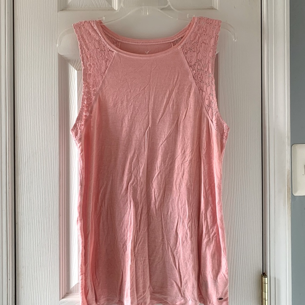 American Eagle Pink Floral Lace Tank